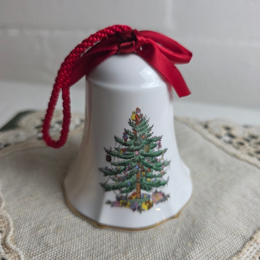 Spode Christmas Tree Fine Bone China Bell Sixth in Series England Gold Trim